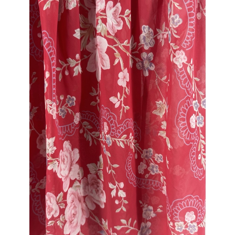Y2K Victoria's Secret Sheer Raspberry Pink Floral Baby Doll Camo w/ Ruffled Trim - Picture 2 of 8